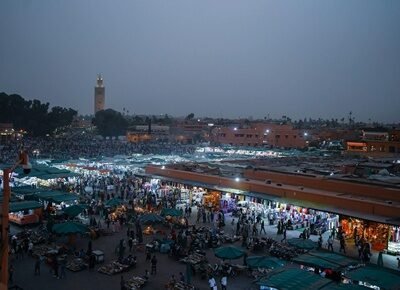 Marrakech famous square by night Jemaa elfenaa