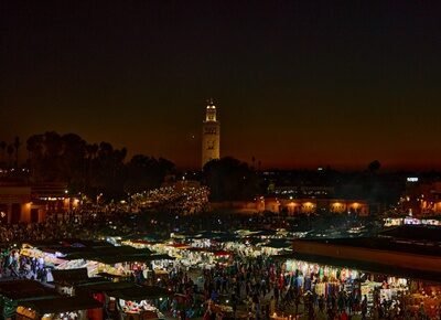 Marrakech renowned square jemaa elfenaa by night
